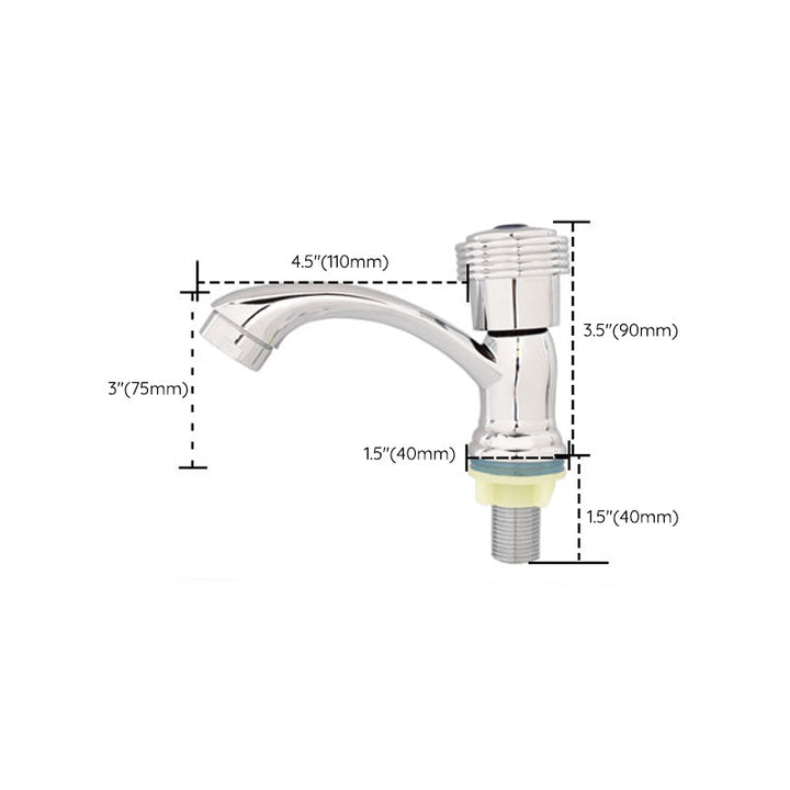 Lisslune | Contemporary Water Tap Knob Handle Low Arc Zinc Faucet in Silver