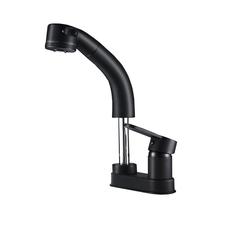Lisslune | Modern Style Sink Faucet Copper Handle Low Arch Pull-out Sink Faucet