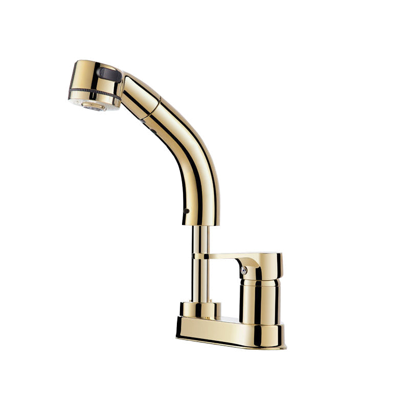 Lisslune | Modern Style Sink Faucet Copper Handle Low Arch Pull-out Sink Faucet