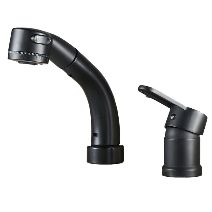 Lisslune | Modern Style Sink Faucet Copper Handle Low Arch Pull-out Sink Faucet