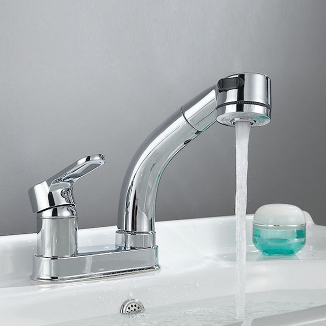 Lisslune | Modern Style Sink Faucet Copper Handle Low Arch Pull-out Sink Faucet