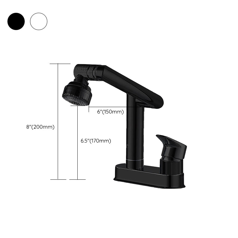 Lisslune | Modern Style Sink Faucet Copper Handle Low Arch Pull-out Sink Faucet