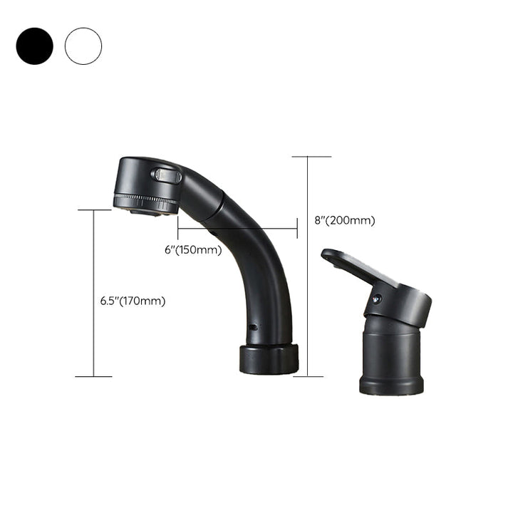 Lisslune | Modern Style Sink Faucet Copper Handle Low Arch Pull-out Sink Faucet
