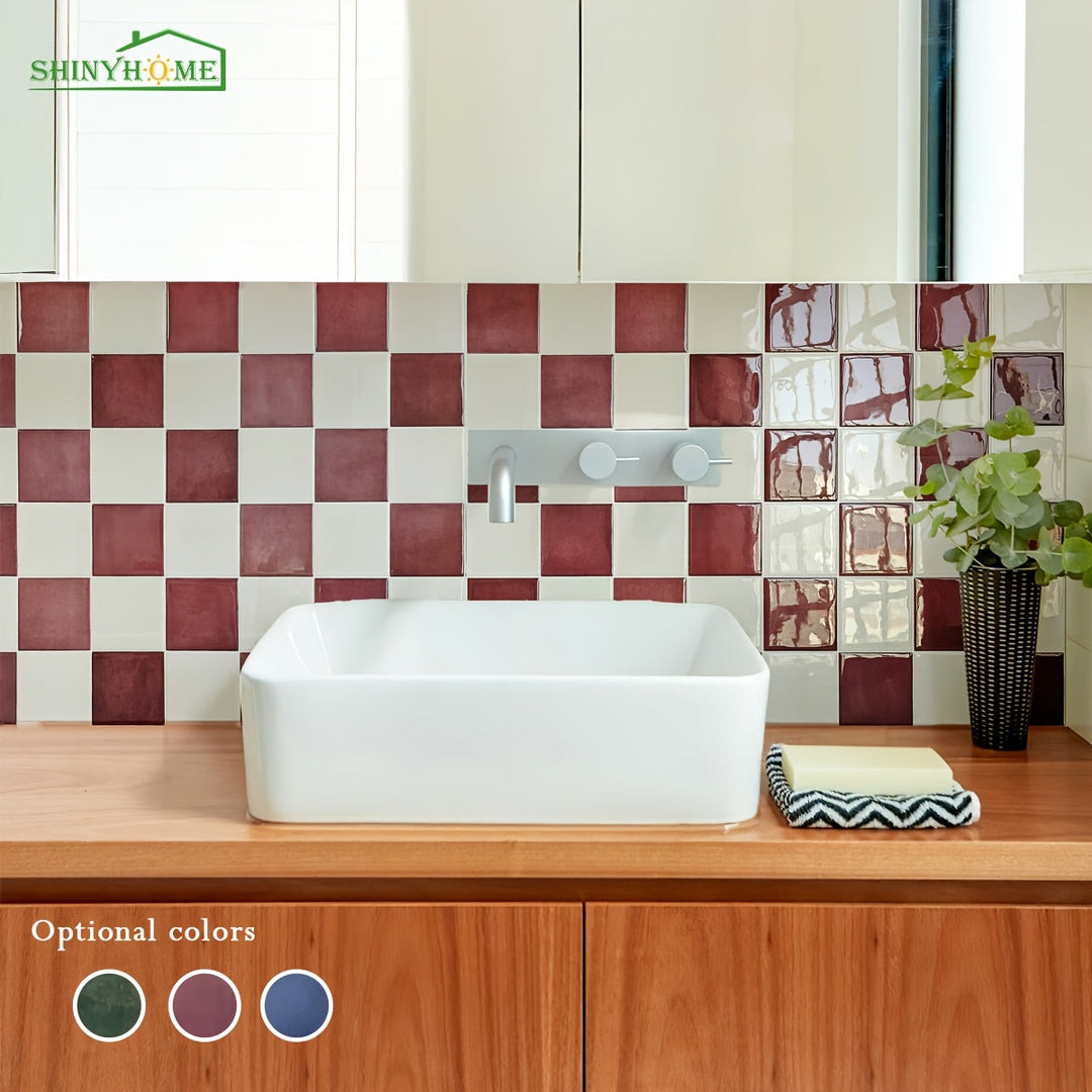 Rynx | 10/30 pieces self-adhesive tile] 10/30 pieces self-adhesive bathroom wall tile, self-adhesive kitchen splash, 10.5 inches * 10.5 inches waterproof and oil-resistant splash guard, easy-to-apply adhesive for kitchen, bathroom, walls & RVs