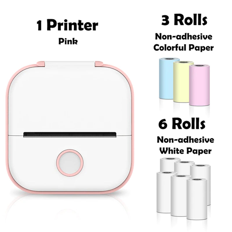 Lisslune | T02 Portable Mini Wireless Thermal Pocket Printer Self-Adhesive Stickers Used for DIY, Journal Stickers Portable Printer