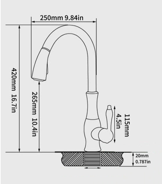 Lisslune | Modern Pull-Out Kitchen Mixer Tap – Stainless Steel 360° Swivel with Extendable Spray Head