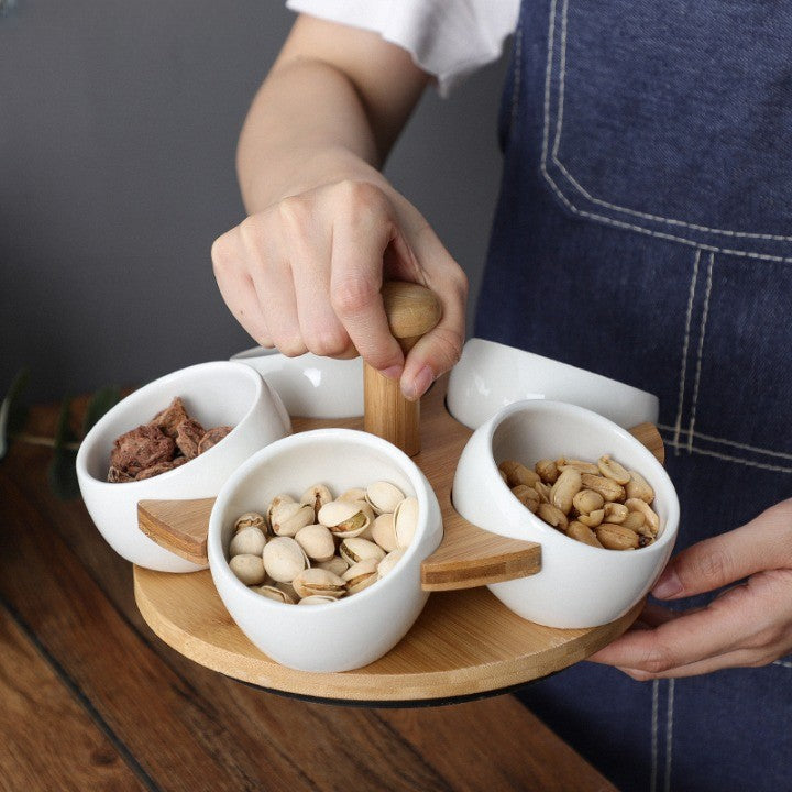 Lisslune | Tea Time Bamboo Porcelain Snack Tray