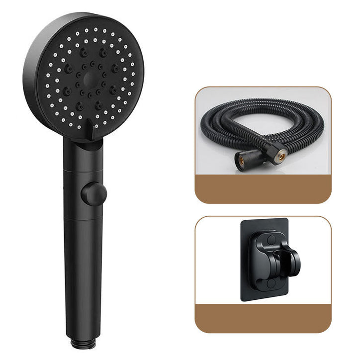 Lisslune | Round Spray Shower Head 6 Settings Adjustable Water Flow Handheld Shower Head