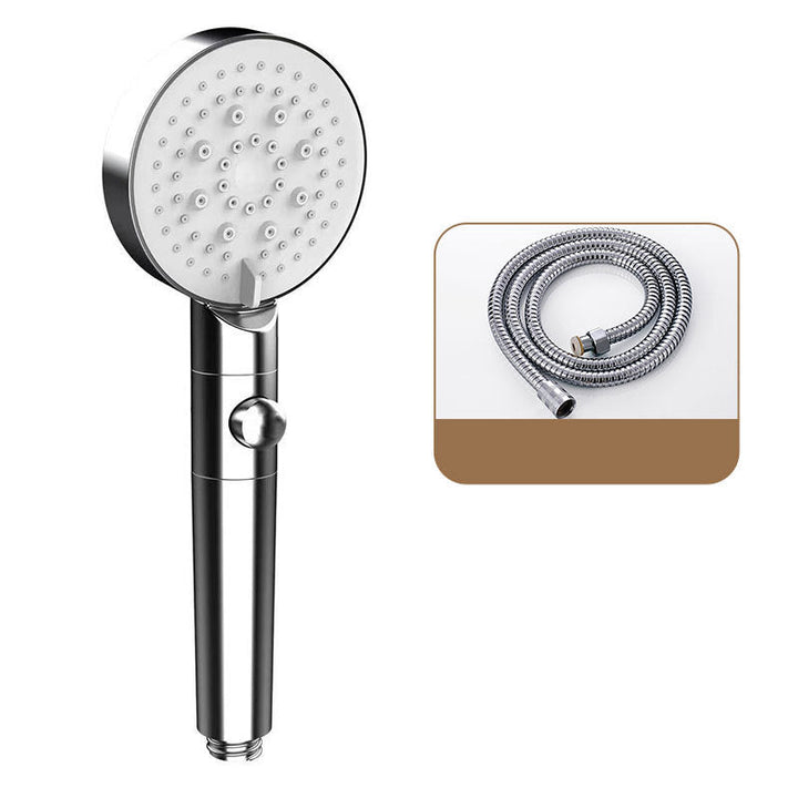 Lisslune | Round Spray Shower Head 6 Settings Adjustable Water Flow Handheld Shower Head