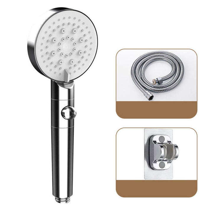 Lisslune | Round Spray Shower Head 6 Settings Adjustable Water Flow Handheld Shower Head