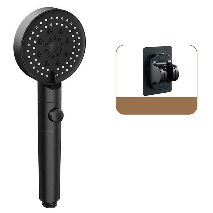 Lisslune | Round Spray Shower Head 6 Settings Adjustable Water Flow Handheld Shower Head