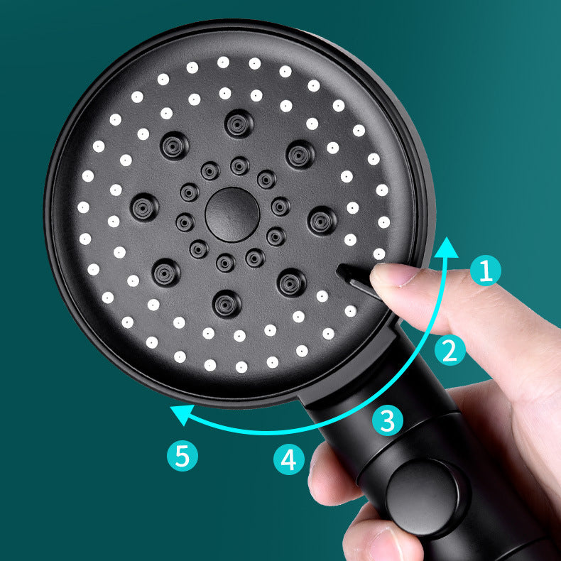 Lisslune | Round Spray Shower Head 6 Settings Adjustable Water Flow Handheld Shower Head