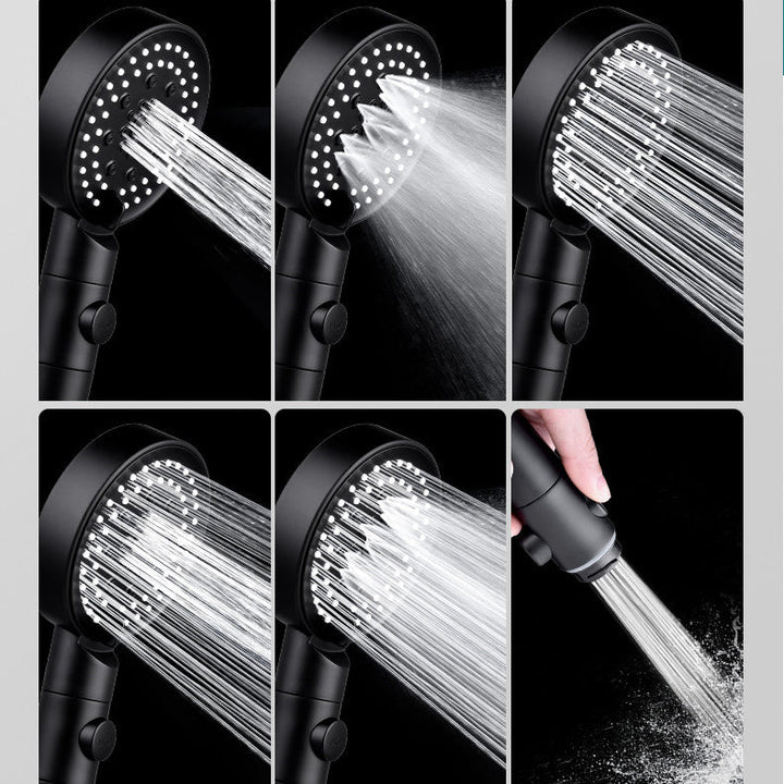Lisslune | Round Spray Shower Head 6 Settings Adjustable Water Flow Handheld Shower Head
