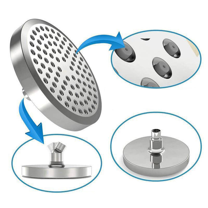 Lisslune | Round Pressure Regulated Rain Shower Head Wall Mount Adjustable Shower Head