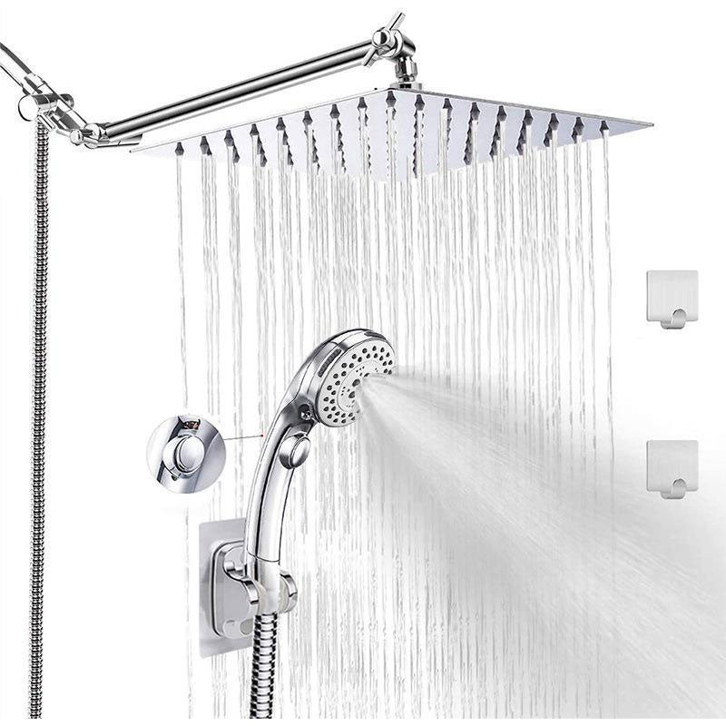 Lisslune | Stainless Steel 8 Inch Shower Set 5 Sprays Handheld Shower Head Shower Arm