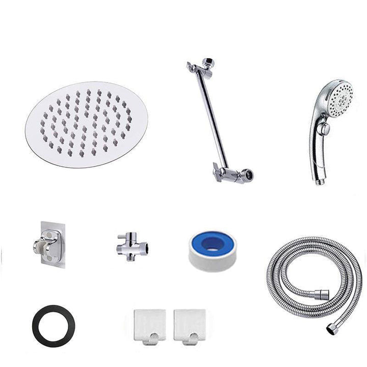 Lisslune | Stainless Steel 8 Inch Shower Set 5 Sprays Handheld Shower Head Shower Arm