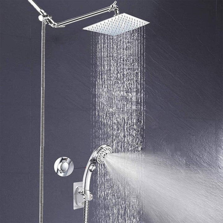 Lisslune | Stainless Steel 8 Inch Shower Set 5 Sprays Handheld Shower Head Shower Arm