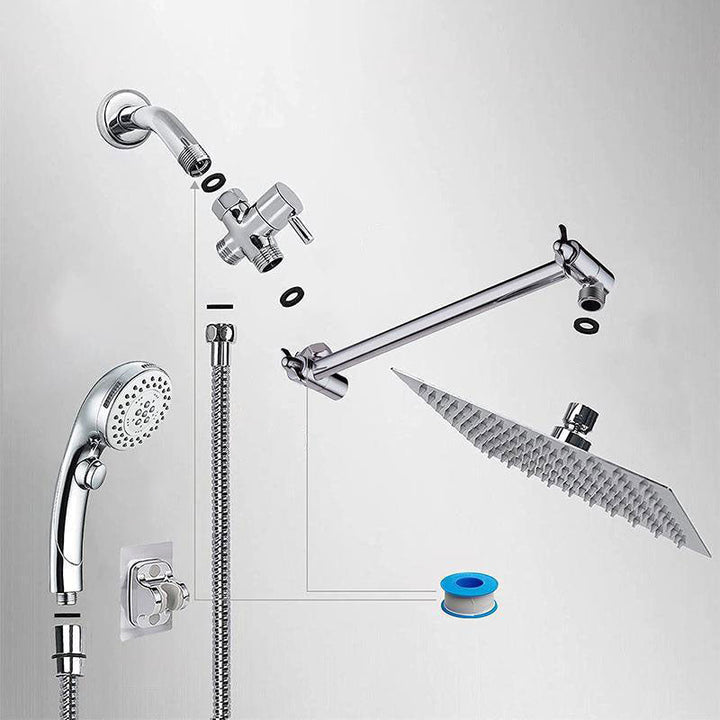Lisslune | Stainless Steel 8 Inch Shower Set 5 Sprays Handheld Shower Head Shower Arm