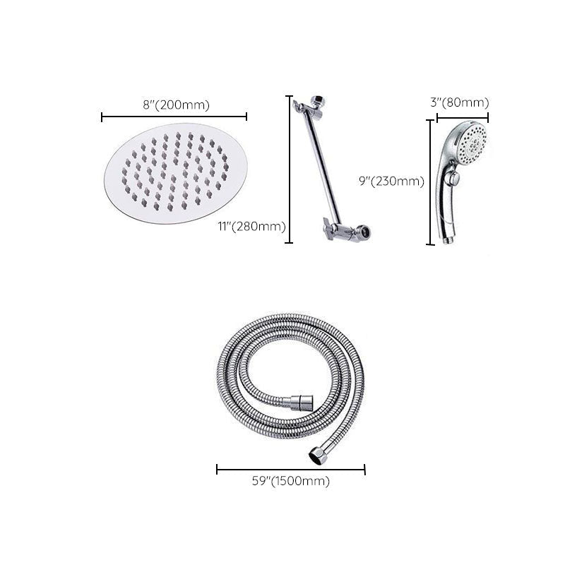 Lisslune | Stainless Steel 8 Inch Shower Set 5 Sprays Handheld Shower Head Shower Arm