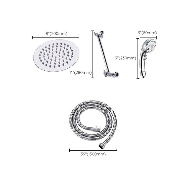 Lisslune | Stainless Steel 8 Inch Shower Set 5 Sprays Handheld Shower Head Shower Arm