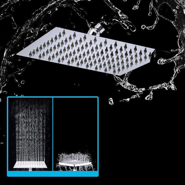 Lisslune | High Pressure 8 Inch Shower Set 3-Function Hand Shower Stainless Steel Square Ceiling Shower Head