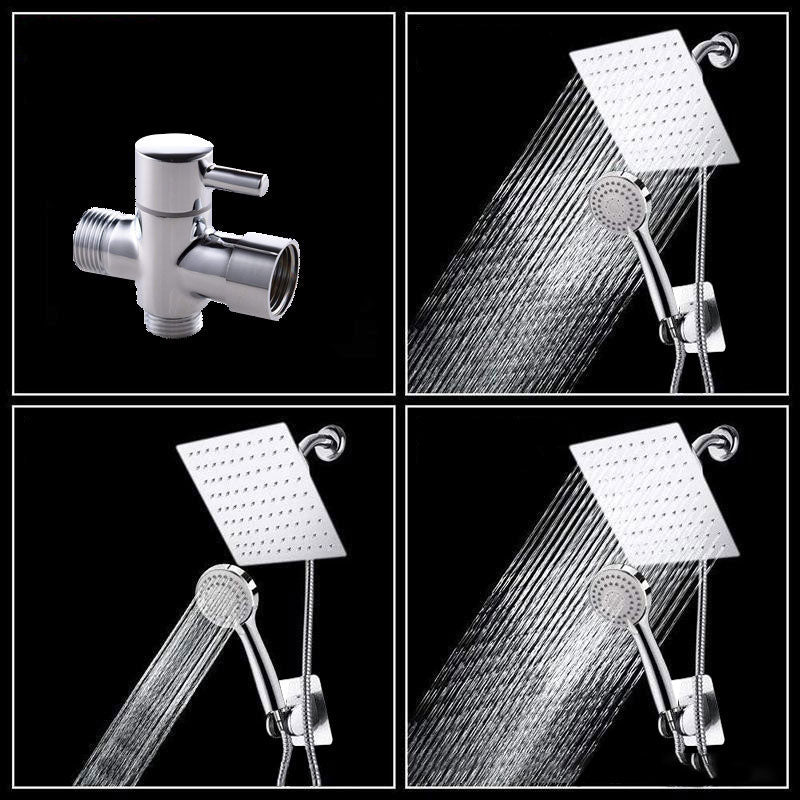 Lisslune | High Pressure 8 Inch Shower Set 3-Function Hand Shower Stainless Steel Square Ceiling Shower Head