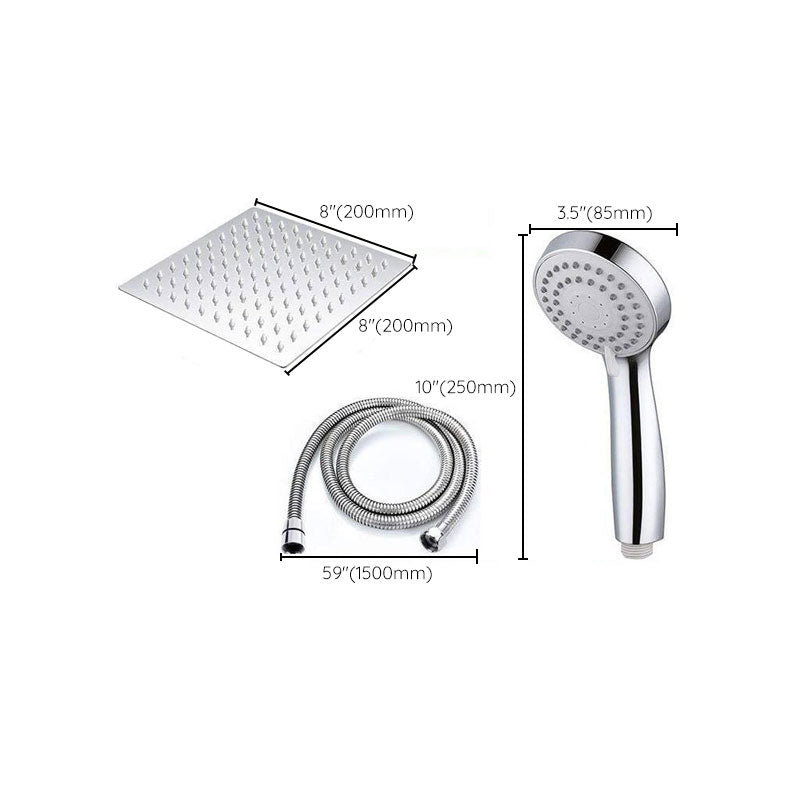 Lisslune | High Pressure 8 Inch Shower Set 3-Function Hand Shower Stainless Steel Square Ceiling Shower Head