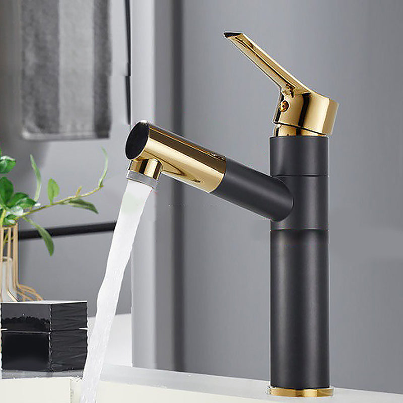 Lisslune | Rotatable Spout Sink Faucet Pull-Out Luxurious Basin Faucet Round Brass Faucet