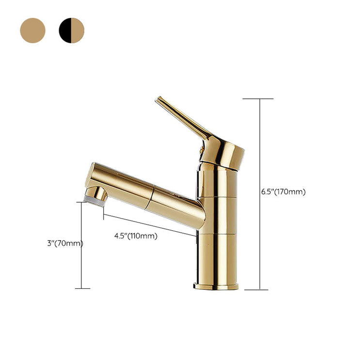 Lisslune | Rotatable Spout Sink Faucet Pull-Out Luxurious Basin Faucet Round Brass Faucet