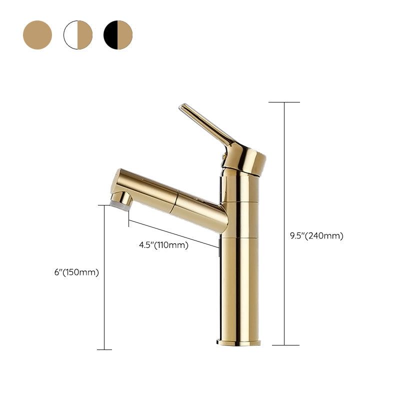 Lisslune | Swivel Spout Sink Faucet Retractable Luxurious Basin Faucet Round Brass Faucet