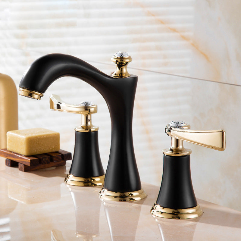 Lisslune | Modern Vessel Faucet Brass 2 Handles Low Arc Vessel Faucet for Home