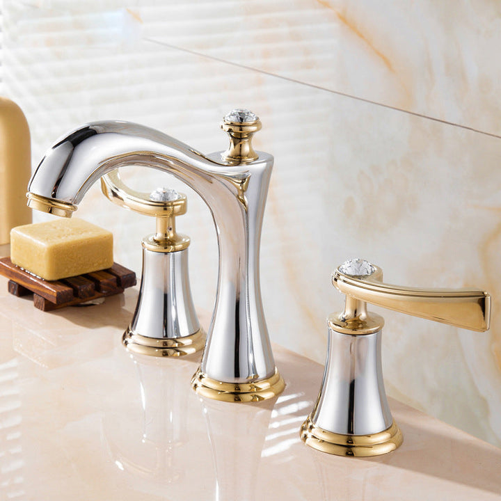 Lisslune | Modern Vessel Faucet Brass 2 Handles Low Arc Vessel Faucet for Home
