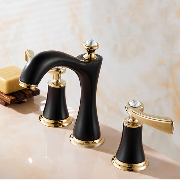 Lisslune | Modern Vessel Faucet Brass 2 Handles Low Arc Vessel Faucet for Home
