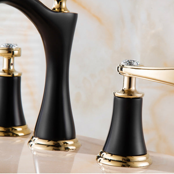 Lisslune | Modern Vessel Faucet Brass 2 Handles Low Arc Vessel Faucet for Home