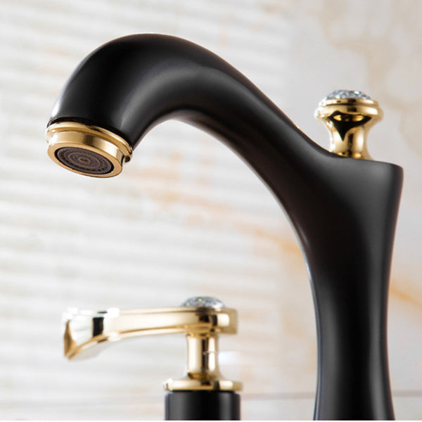 Lisslune | Modern Vessel Faucet Brass 2 Handles Low Arc Vessel Faucet for Home