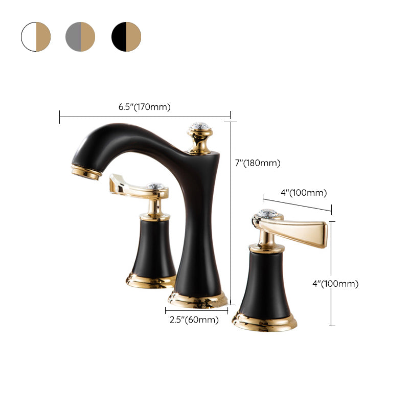 Lisslune | Modern Vessel Faucet Brass 2 Handles Low Arc Vessel Faucet for Home