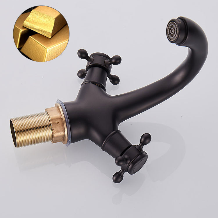 Lisslune | Glam Vanity Sink Faucet Brass Cross Handles Low Arc Sink Mixer