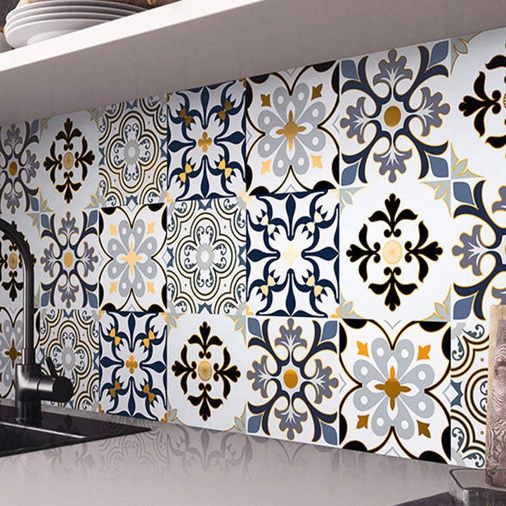 Lisslune | PVC Square Peel & Stick Mosaic Tile Multi-Colors Kitchen and Bathroom Single Tile