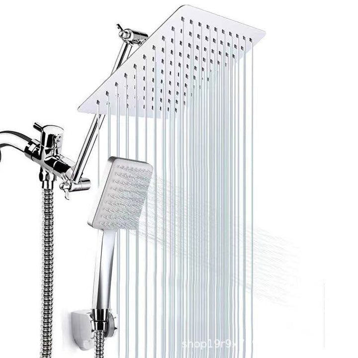 Lisslune | Contemporary Pull Down Dual Shower Head Square High Arc Shower Head Combo in Chrome