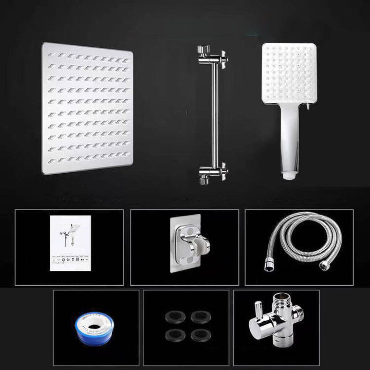 Lisslune | Contemporary Pull Down Dual Shower Head Square High Arc Shower Head Combo in Chrome
