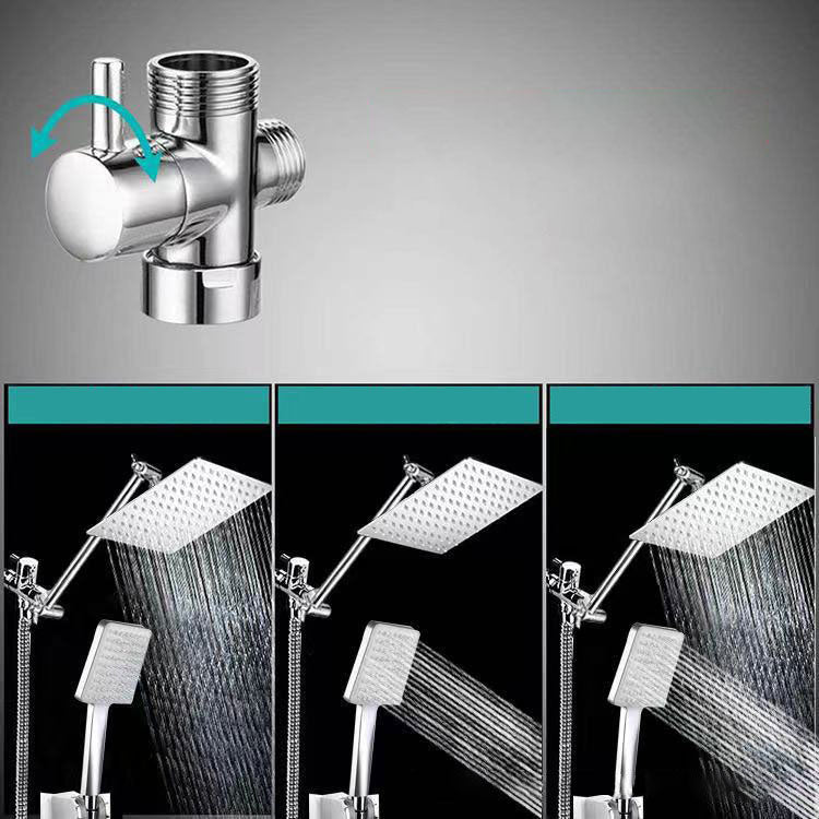 Lisslune | Contemporary Pull Down Dual Shower Head Square High Arc Shower Head Combo in Chrome