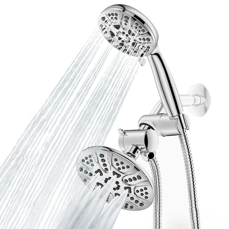 Lisslune | Contemporary Shower Combo Dual Shower Head Chrome Ceiling Mounted Round Shower Head