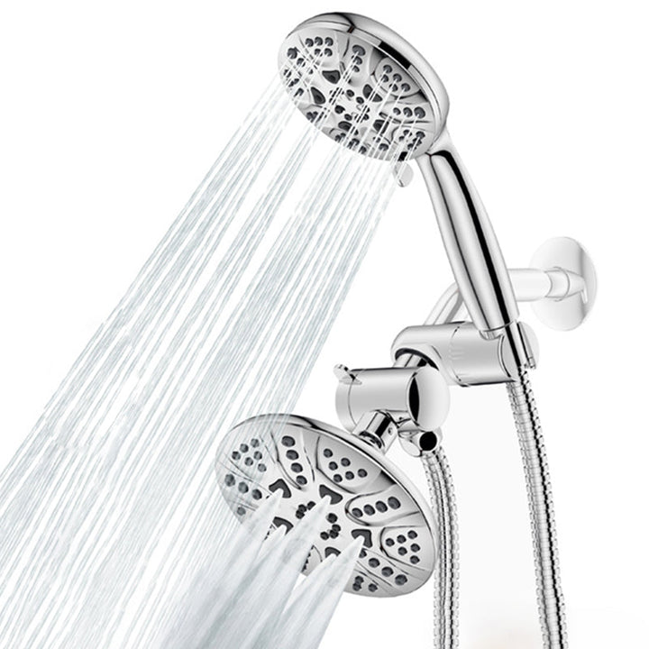 Lisslune | Contemporary Shower Combo Dual Shower Head Chrome Ceiling Mounted Round Shower Head
