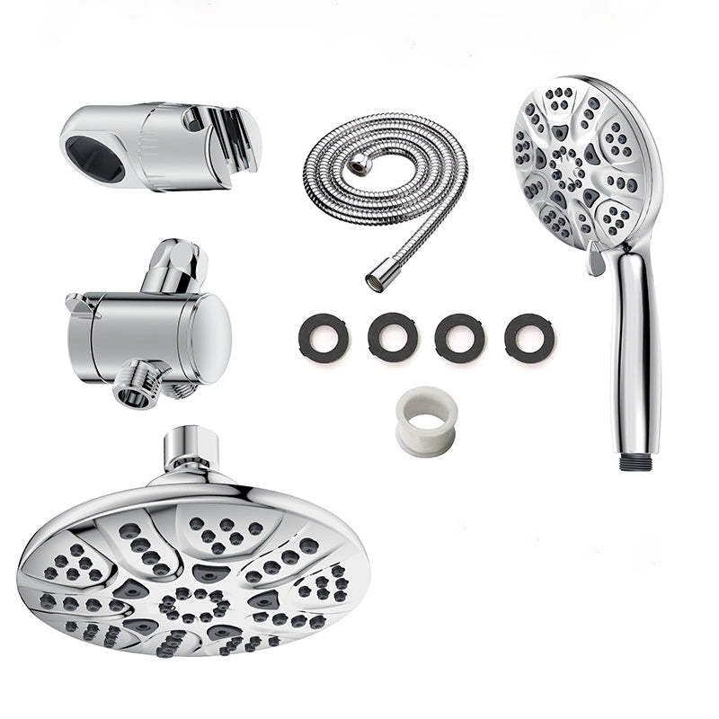 Lisslune | Contemporary Shower Combo Dual Shower Head Chrome Ceiling Mounted Round Shower Head