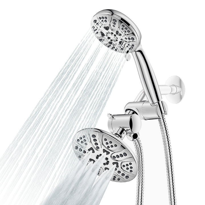 Lisslune | Contemporary Shower Combo Dual Shower Head Chrome Ceiling Mounted Round Shower Head