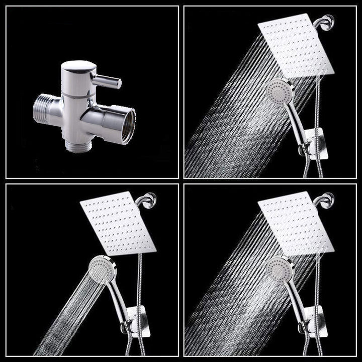 Lisslune | Modern Pull-Down Dual Showerhead Square High Arch Showerhead Combination