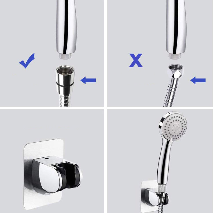 Lisslune | Modern Dual Shower Head Square High Arc Shower Head Combination in Silver