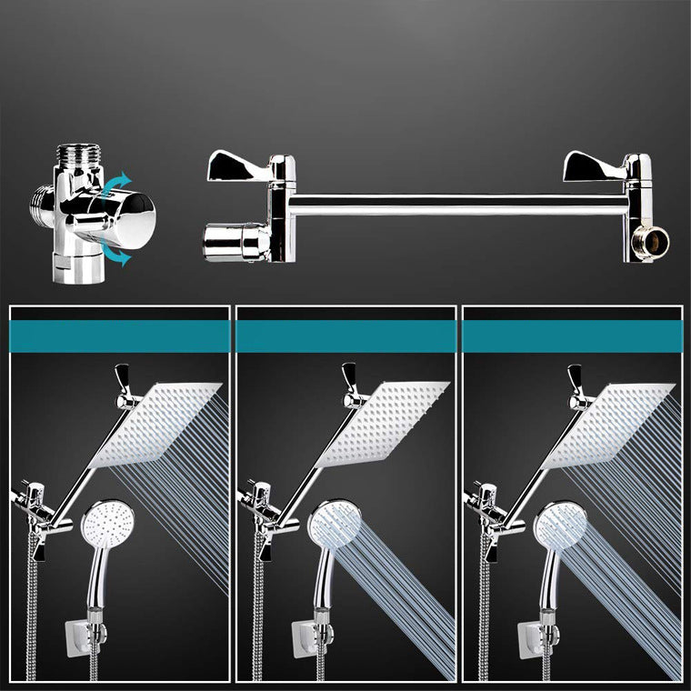 Lisslune | Contemporary Dual Shower Head Square High Arc Shower Head Combination in Chrome
