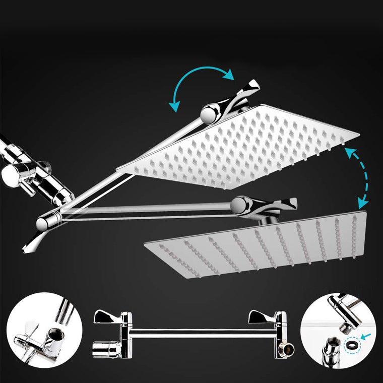 Lisslune | Contemporary Dual Shower Head Square High Arc Shower Head Combination in Chrome