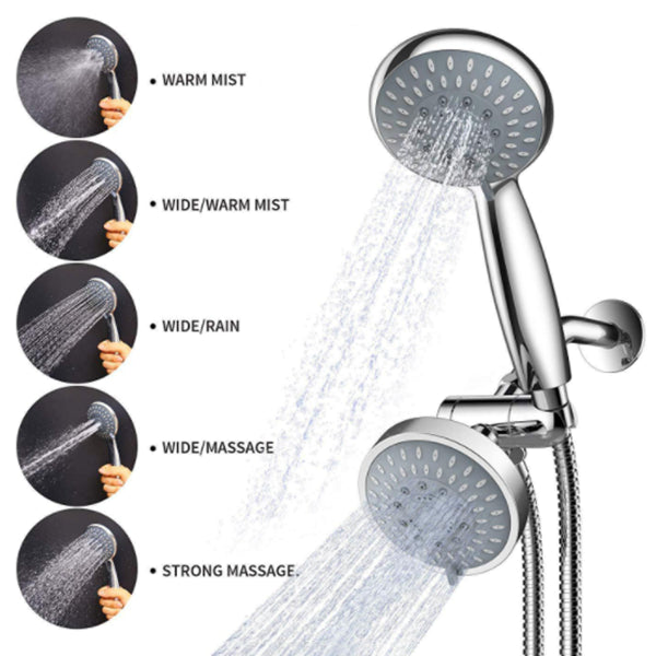 Lisslune | Modern Style Shower Heads Dual Wall Mounted Round Metal Dual Shower